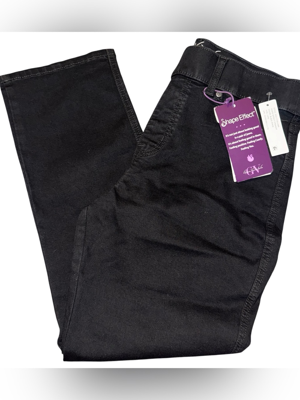 NWT Gloria Vanderbilt Shape Effect High Rise Straight Jeans Black 12PS Petite